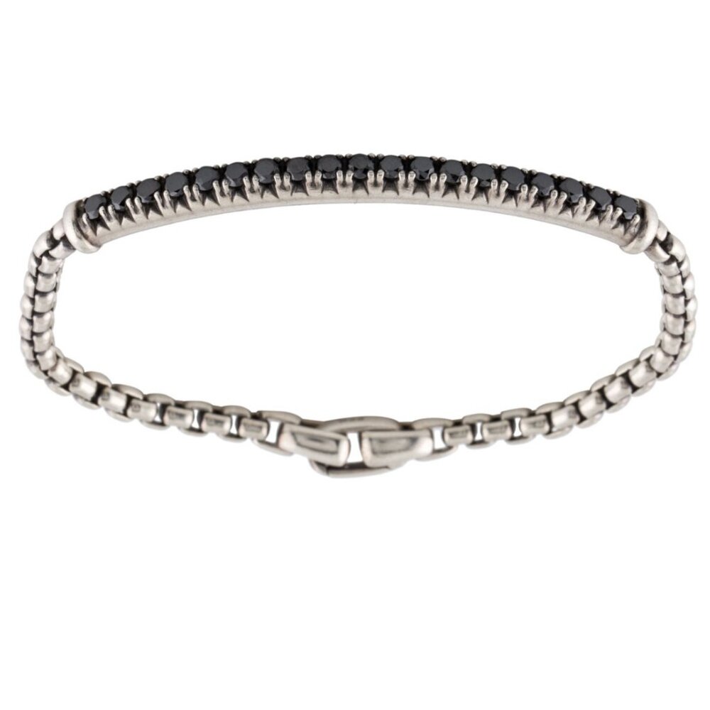 DAVID YURMAN DIAMOND 1.33CTW STERLING SILVER 925 METRO LINK BRACELET - Picture 4 of 7